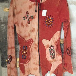 Boho Boutique Hippy Rag Edge Hoodie NEW WTag